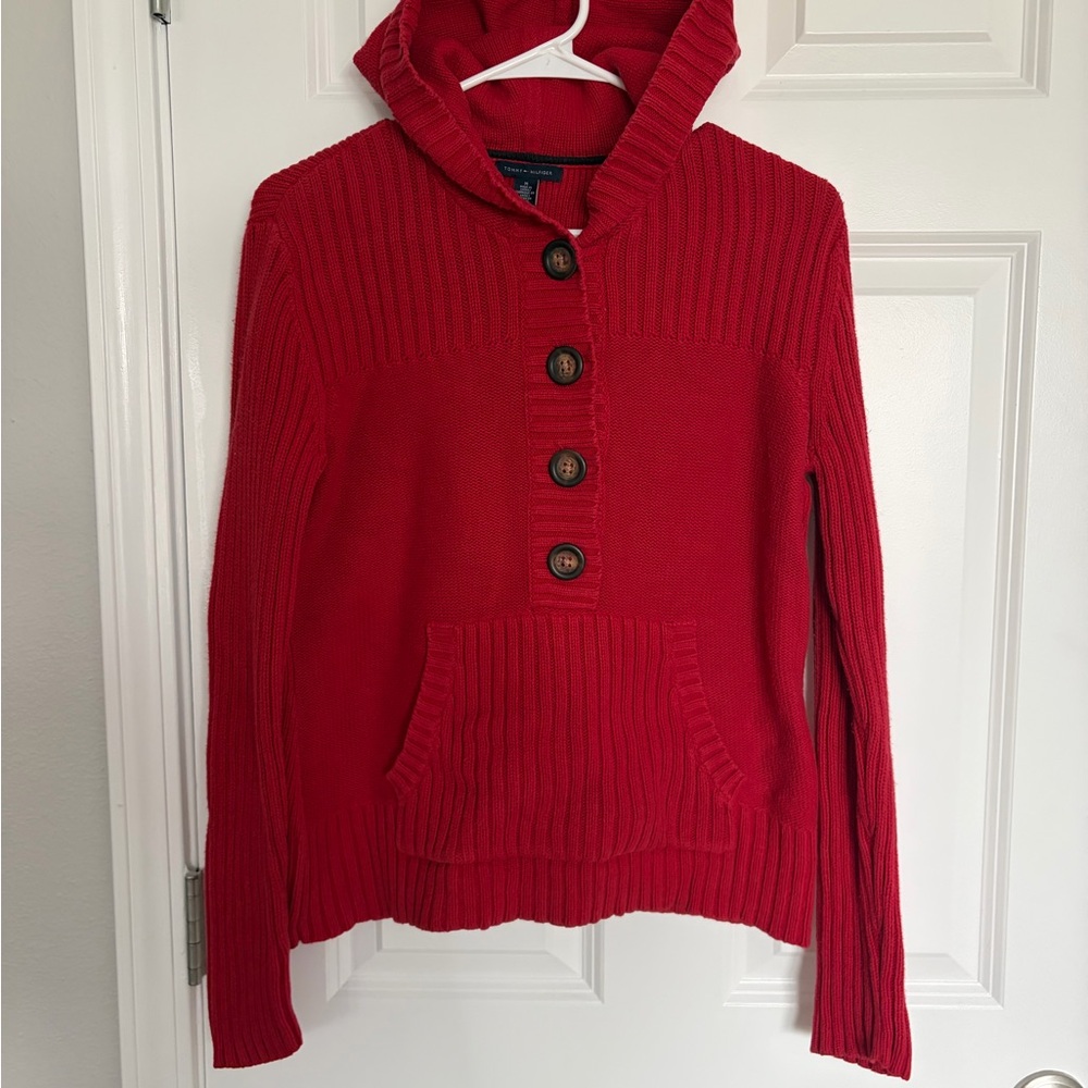 Tommy Hilfiger Red Hooded Sweater
